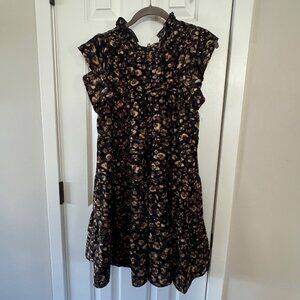 New Entro Ruffle Animal Print Black Dress Size M Medium